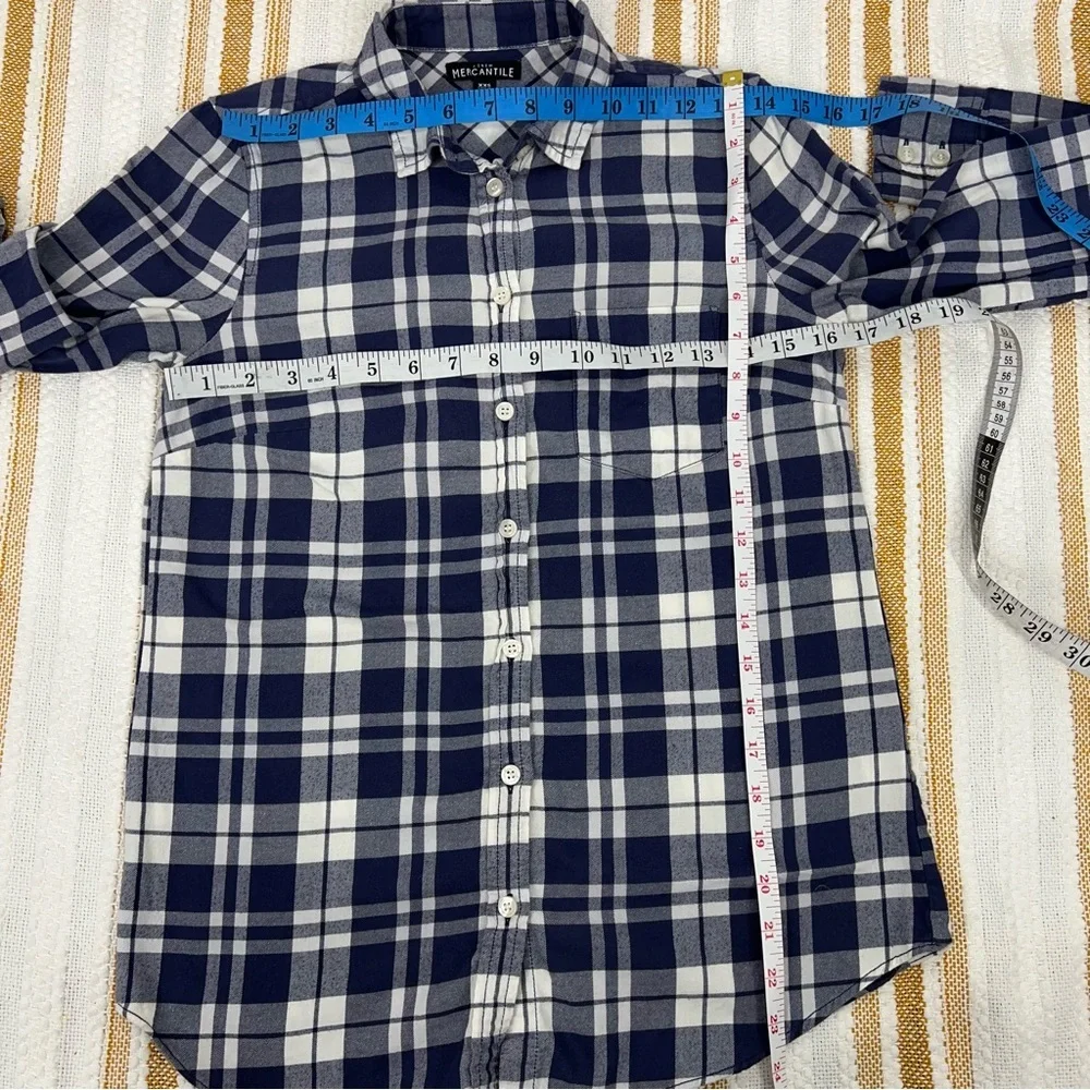 J.Crew‎ Mercantile Women's Blue Plaid Button Down Flannel  Shirt Size XXS